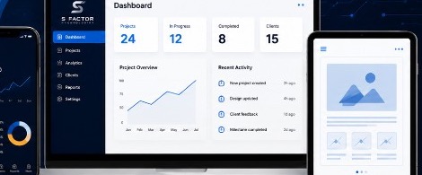 S Factor Technologies apps on phone, laptop and tablet